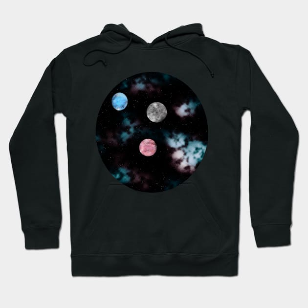 3 Planets In Space Hoodie by Electric Mermaid